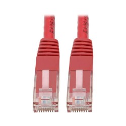 N200-001-RD Premium Cat5/5e/6 Gigabit Molded Patch Cable, 24 AWG, 550 MHz/1 Gbps (RJ45 M/M), Red, 1 ft.