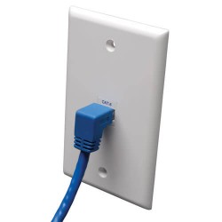 N204-003-BL-DN Cat6 Gigabit Molded Patch Cable (RJ45 Right Angle Down M to RJ45 M) - Blue, 3-ft.