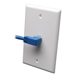 N204-003-BL-LA Cat6 Gigabit Molded Patch Cable (RJ45 Left Angle M to RJ45 M) - Blue, 3-ft.