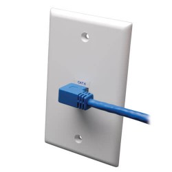 N204-003-BL-RA Cat6 Gigabit Molded Patch Cable (RJ45 Right Angle M to RJ45 M) - Blue, 3-ft.