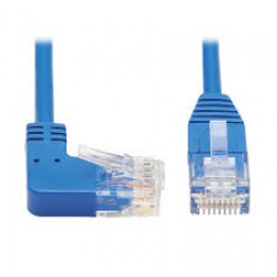 N204-S02-BL-RA Right-Angle Cat6 Gigabit Molded Slim UTP Ethernet Cable (RJ45 Right-Angle M to RJ45 M), Blue, 2 ft.
