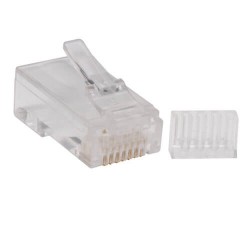 N230-100 Cat6 RJ45 Modular Connector Plug with Load Bar, Solid/Stranded Conductor Round Cat6 Wire, 100-pack