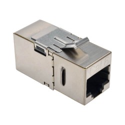 N235-001-SH-D Cat6 Straight-Through Modular Shielded In-Line Snap-In Coupler with 90-Degree Down-Angled Port (RJ45 