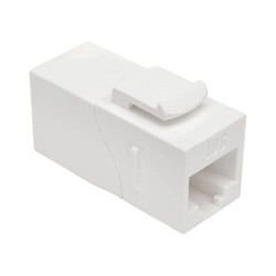 N235-001-WH-6AD Cat6a Straight-Through Modular In-Line Snap-In Coupler with 90-Degree Down-Angled Port, White (RJ45