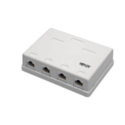 N236-004-WH Pre-Configured Unshielded Cat6 4-Port Surface-Mount Box, 110 IDC, RJ45, White