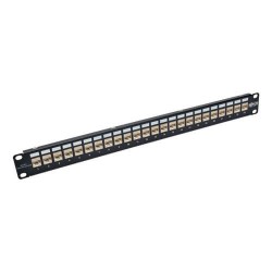 N254-024-SH-6AD 24-Port 1U Rack-Mount STP Shielded Cat6a Feedthrough Patch Panel with 90-Degree Down-Angled Ports, 