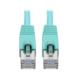 N262-001-AQ Cat6a 10G-Certified Snagless Shielded STP Network Patch Cable (RJ45 M/M), PoE, Aqua, 1 ft.