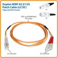 N316-25M Duplex Multimode 62.5/125 Fiber Patch Cable (LC/SC), 25M (82 ft.)
