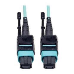 N844-01M-12-P MTP/MPO Patch Cable with Push/Pull Tabs, 12 Fiber, 40GbE, 40GBASE-SR4, OM3 Plenum-Rated - Aqua, 1M (3
