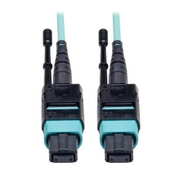 N844-02M-12-P MTP/MPO Patch Cable with Push/Pull Tabs, 12 Fiber, 40GbE, 40GBASE-SR4, OM3 Plenum-Rated - Aqua, 2M (6