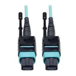 N844-03M-12-P MTP/MPO Patch Cable with Push/Pull Tabs, 12 Fiber, 40GbE, 40GBASE-SR4, OM3 Plenum-Rated - Aqua, 3M (1