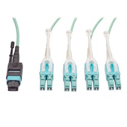 N844-03M-8LC-PT MTP/MPO Fan-out Cable with Push/Pull Tab Connectors, MTP/MPO to 8xLC, 40GbE, 40GBASE-SR4,OM3 Plenum