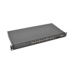 NG24 24-Port 10/100/1000 Mbps 1U Rack-Mount/Desktop Gigabit Ethernet Unmanaged Switch, 2 Gigabit SFP Ports, Metal H