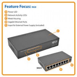 NG8 8-Port 10/100/1000 Mbps Desktop Gigabit Ethernet Unmanaged Switch, Metal Housing