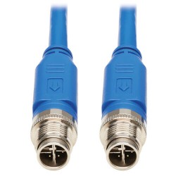 NM12-601-01M-BL - M12 X-Code Cat6 1G UTP CMR-LP Ethernet Cable (M/M), IP68, PoE, Blue, 1 m (3.3 ft.)