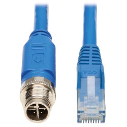 NM12-602-03M-BL - M12 X-Code Cat6 1G UTP CMR-LP Ethernet Cable (M12 M/RJ45 M), IP68, PoE, Blue, 3 m (9.8 ft.)