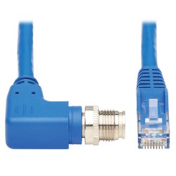 NM12-604-01M-BL - M12 X-Code Cat6 1G UTP CMR-LP Ethernet Cable (Right-Angle M12 M/RJ45 M), IP68, PoE, Blue, 1 m (3.
