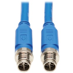 NM12-6A1-05M-BL - M12 X-Code Cat6a 10G F/UTP CMR-LP Shielded Ethernet Cable (M/M), IP68, PoE, Blue, 5 m (16.4 ft.)