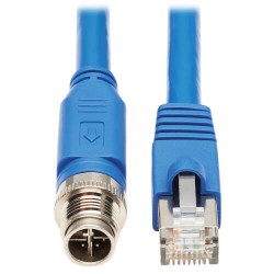 NM12-6A2-02M-BL - M12 X-Code Cat6a 10G F/UTP CMR-LP Shielded Ethernet Cable (M12 M/RJ45 M), IP68, PoE, Blue, 2 m (6