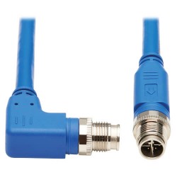 NM12-6A3-05M-BL - M12 X-Code Cat6a 10G F/UTP CMR-LP Shielded Ethernet Cable (Right-Angle M/M), IP68, PoE, Blue, 5 m