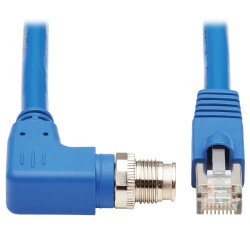 NM12-6A4-02M-BL - M12 X-Code Cat6a 10G F/UTP CMR-LP Shielded Ethernet Cable (Right-Angle M12 M/RJ45 M), IP68, PoE, 