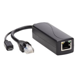 NPOE-SPL-G-5VMU PoE to USB Micro-B and RJ45 Active Splitter - 802.af, 48V to 5V 1A, Raspberry Pi, Up to 328 ft. (10