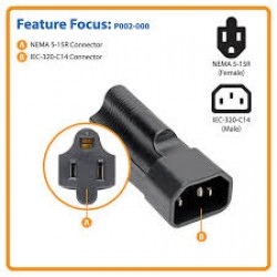 P002-000 NEMA 5-15R to C14 Power Cord Adapter - 10A, 125V, Black