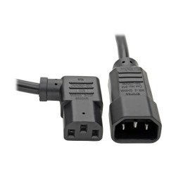 P004-002-13RA C14 to Right-Angle C13 Computer Power Extension Cord, PDU Style - 10A, 100â€“250V, 18 AWG, 2 ft.