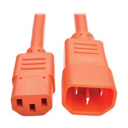 P005-002-AOR Heavy-Duty C13 to C14 PDU-Style Power Extension Cable - 15A, 100â€“250V, 14 AWG, 2 ft., Orange
