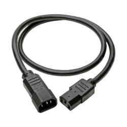 P005-003 Heavy-Duty C13 to C14 PDU-Style Power Extension Cable - 15A, 100â€“250V, 14 AWG, 3 ft., Black