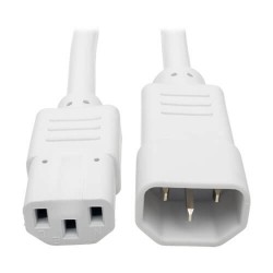 P005-003-AWH Heavy-Duty C13 to C14 PDU-Style Power Extension Cable - 15A, 100â€“250V, 14 AWG, 3 ft., White