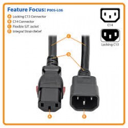 P005-L06 Heavy Duty PDU Power Cord, Locking C13 to C14 - 15A, 250V, 14 AWG, 6 ft.
