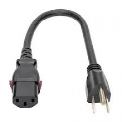 P006-L01 Computer Power Cord, NEMA 5-15P to Locking C13 - 10A, 125V, 18 AWG, 1 ft.