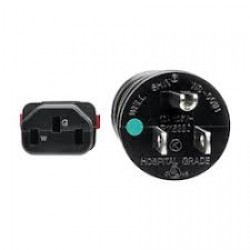 P006-L15-HG10 Hospital-Grade Power Cord, NEMA 5-15P to Locking IEC C13 - Green Dot, 10A, 125V, 18 AWG, 15 ft., Blac