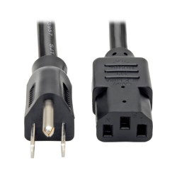 P007-006 Desktop Computer Power Cord, 5-15P to C13 - Heavy Duty, 15A, 125V, 14 AWG, 6 ft., Black