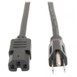 P019-004 C15 Power Cord, 5-15P to C15 - Heavy Duty, 15A, 125V, 14 AWG, 4 ft., Black