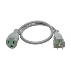 P022-002-GY-HG Hospital-Grade Extension Cord, NEMA 5-15P to NEMA 5-15R - Green Dot, 13A, 125V, 16 AWG, 2 ft., Gray