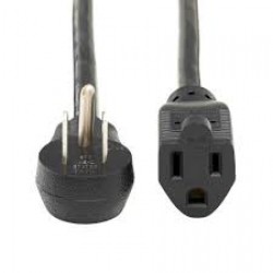 P024-003-13A15D Power Extension Cord, Right Angle 5-15P to 5-15R, 13A, 120V, 16 AWG, 3 ft., Black
