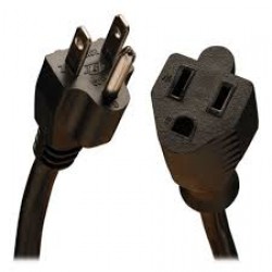 P024-003 3 Ft. Extension Cord, NEMA 5-15P to NEMA 5-15R - Heavy Duty, 15A, 120V, 14 AWG, Black