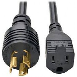 P025-001 5-15R to L5-15P Adapter Power Cord - Heavy Duty, 15A, 120V, 14 AWG, 1 ft., Black