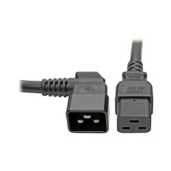 P036-002-20RA C19 to Right-Angle C20 Heavy-Duty Extension Cord - 20A, 250V, 12 AWG, 2 ft., Black