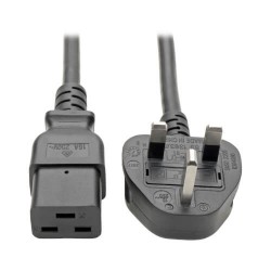 P052-008 UK Power Cable with BS 1363 Plug - C19 to BS 1363, 13A, 250V, 16 AWG, 8 ft. (2.4 m), Black