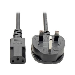 P056-006-10A BS1363 to C13, UK IEC Power Cable - 10A, 250V, 17 AWG, 6 ft. (1.8 m), Black