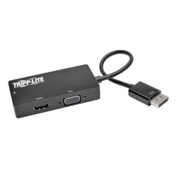 P136-06NHDV4KBP DisplayPort 1.2 to VGA/DVI/HDMI All-in-One Converter Adapter, 4K x 2K HDMI @ 24/30 Hz, 6 in., 50 Pa