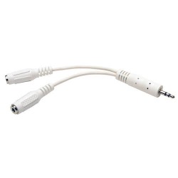 P313-06N-WH 3.5mm Mini Stereo Cable adapter Y Splitter for Speakers and Headphones (M to 2x F) White, 6-in.