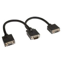 P516-001 VGA Monitor Y Splitter Cable (HD15 M/2xF), 1-ft.