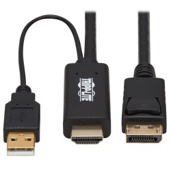 P567-02M - HDMI to DisplayPort Active Adapter Cable (M/M) - 4K, USB Power, Black, 2 m (6.6 ft.)