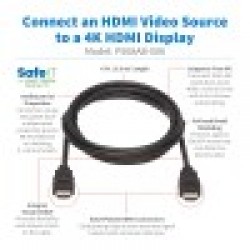 P568AB-006 - Safe-IT High-Speed HDMI Antibacterial Cable (M/M), UHD 4K, 4:4:4, Black, 6 ft. (1.83 m) - P568AB-006 -