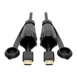P569-006-IND2 High-Speed HDMI Cable with Hooded Connectors - Industrial, IP67-Rated, 4K, Ethernet, M/M, Black, 6 ft