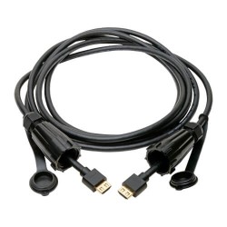 P569-012-IND2 High-Speed HDMI Cable with Hooded Connectors - Industrial, IP67-Rated, 4K, Ethernet, M/M, Black, 12 f